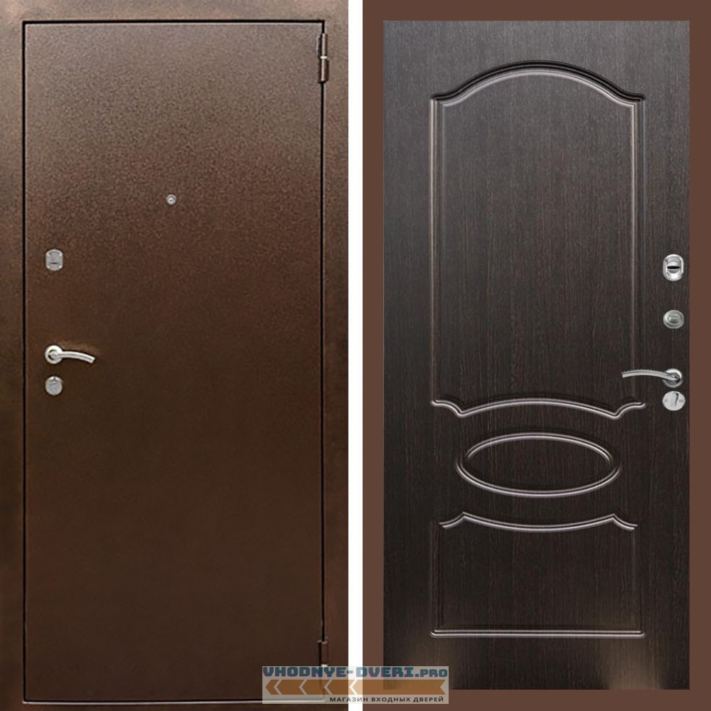 Входная дверь REX (Рекс) 1А Медный антик ФЛ-128 венге