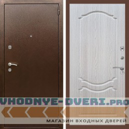Входная дверь REX (Рекс) 1А Медный антик ФЛ-130 Беленый дуб