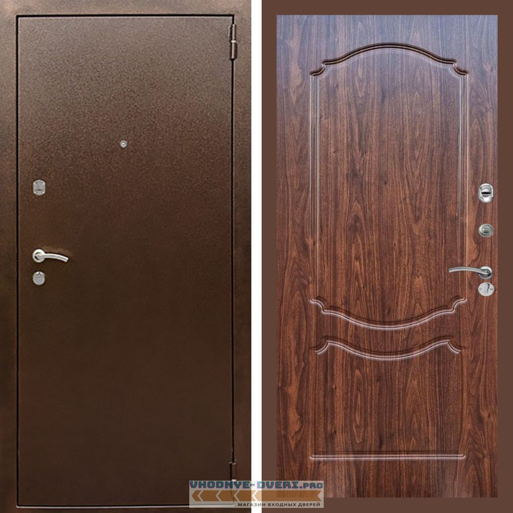 Входная дверь REX (Рекс) 1А Медный антик ФЛ-130 Мореная береза