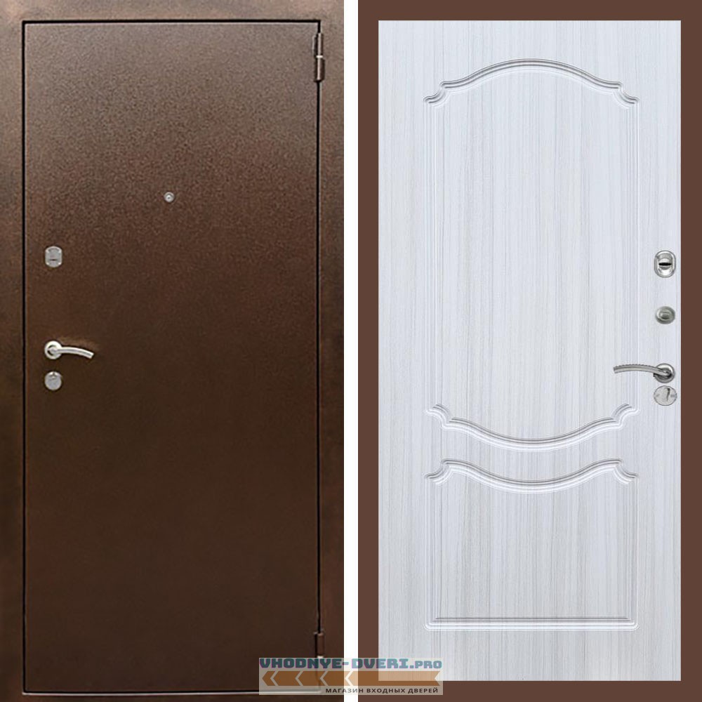 Входная дверь REX (Рекс) 1А Медный антик ФЛ-130 Сандал светлый