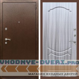Входная дверь REX (Рекс) 1А Медный антик ФЛ-130 Сандал серый