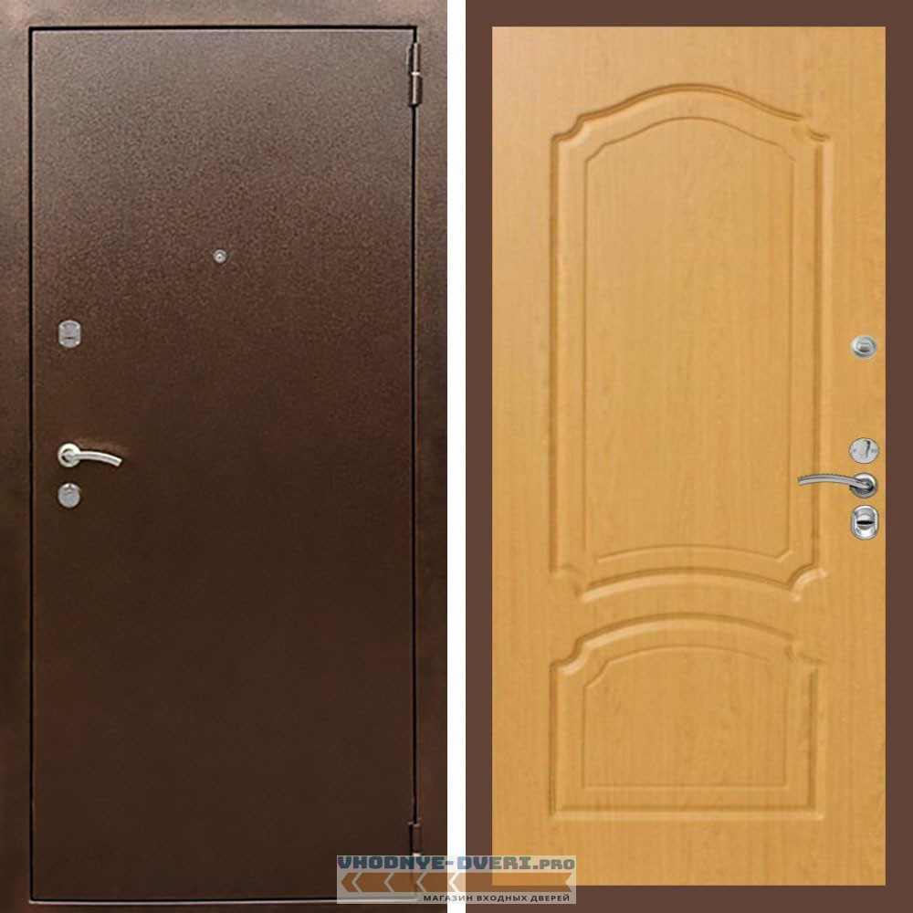 Входная дверь REX (Рекс) 1А Медный антик ФЛ-140 дуб