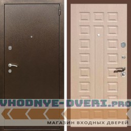 Входная дверь REX (Рекс) 1А Медный антик ФЛ-183 беленый дуб