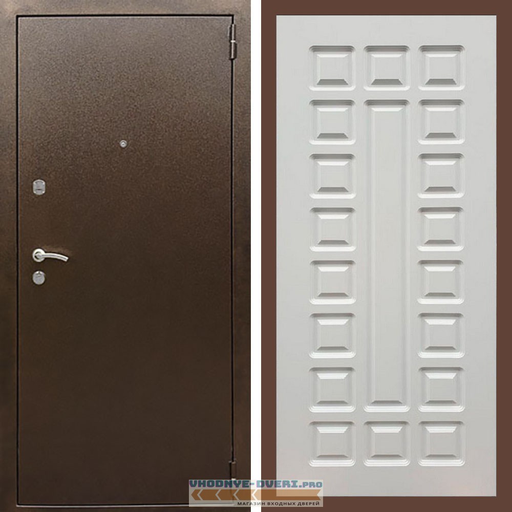 Входная дверь REX (Рекс) 1А Медный антик ФЛ-183 белый ясень