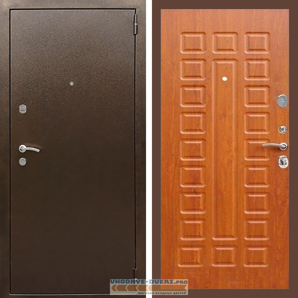 Входная дверь REX (Рекс) 1А Медный антик ФЛ-183 дуб светлый