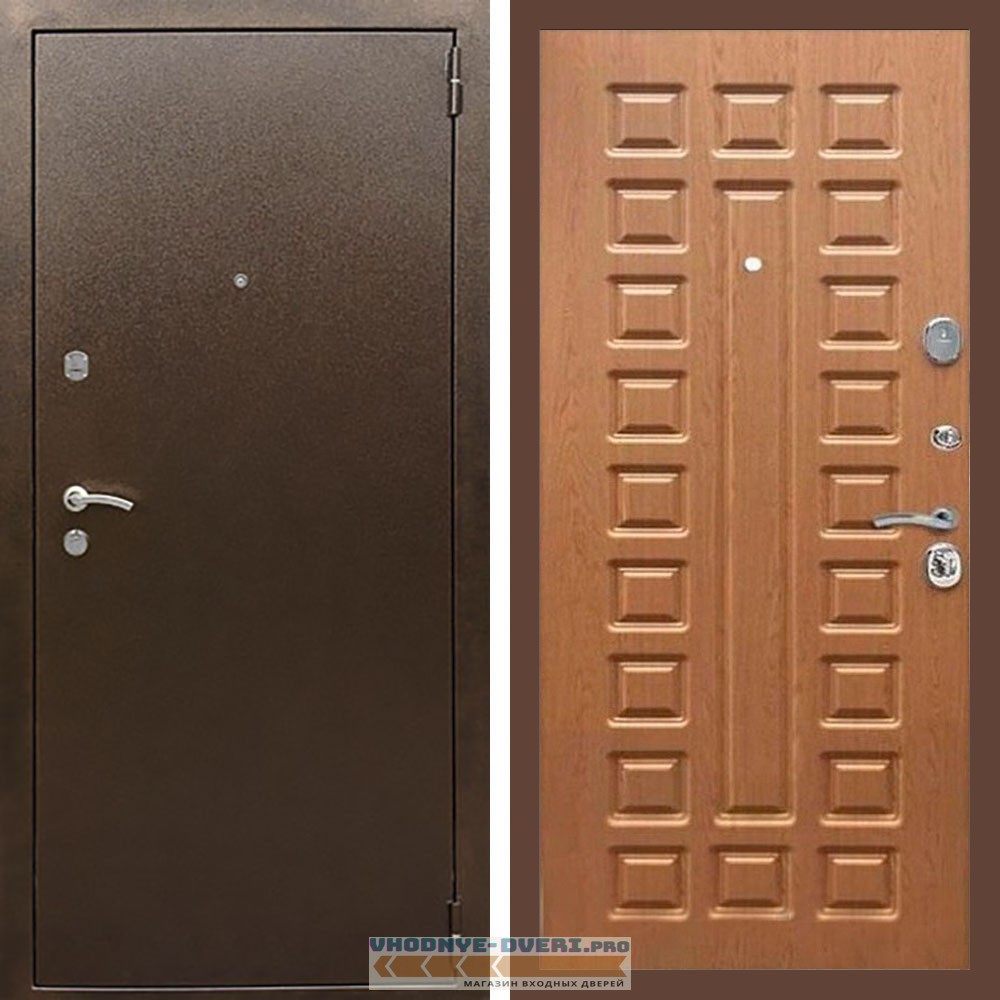 Входная дверь REX (Рекс) 1А Медный антик ФЛ-183 орех темный