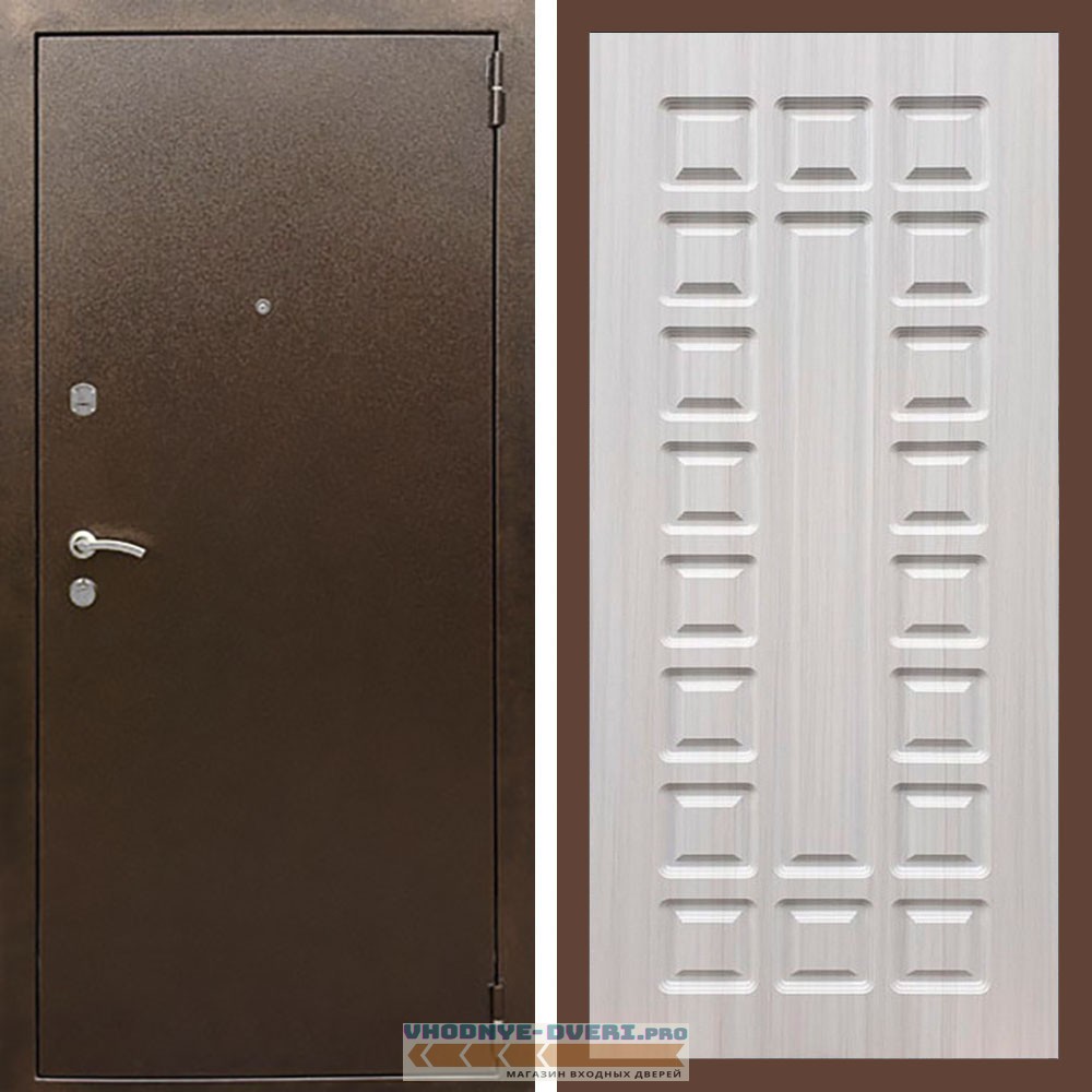 Входная дверь REX (Рекс) 1А Медный антик ФЛ-183 сандал светлый