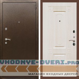 Входная дверь REX (Рекс) 1А Медный антик ФЛ-2 беленый дуб 16мм
