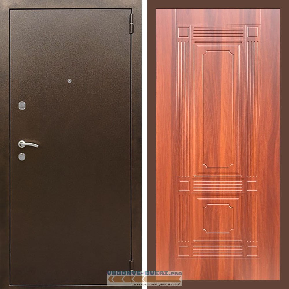 Входная дверь REX (Рекс) 1А Медный антик ФЛ-2 итальянский орех 6мм