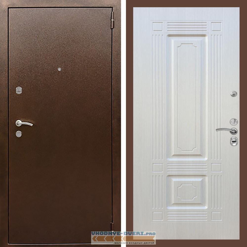 Входная дверь REX (Рекс) 1А Медный антик ФЛ-2 Лиственница