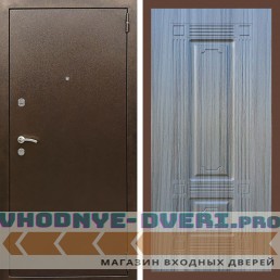 Входная дверь REX (Рекс) 1А Медный антик ФЛ-2 сандал серый 16 мм