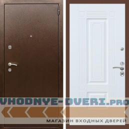 Входная дверь REX (Рекс) 1А Медный антик ФЛ-2 Белый матовый