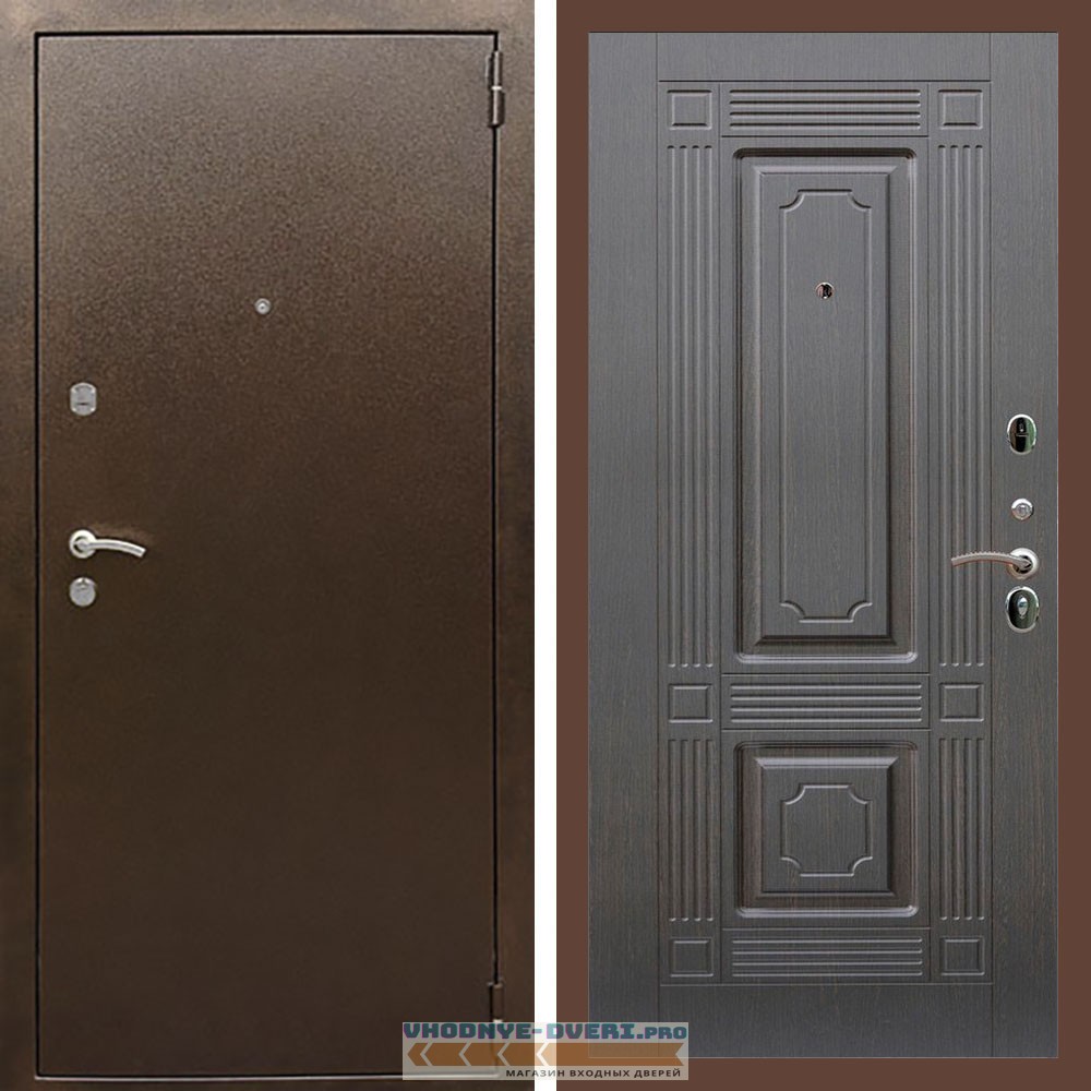 Входная дверь REX (Рекс) 1А Медный антик ФЛ-2 венге 16 мм