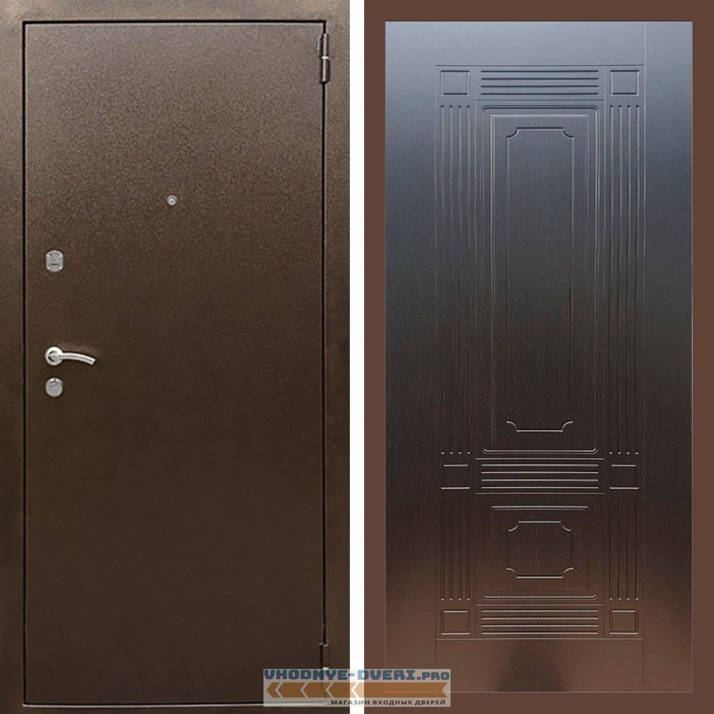 Входная дверь REX (Рекс) 1А Медный антик ФЛ-2 венге 6 мм