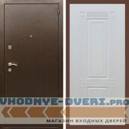 Входная дверь REX (Рекс) 1А Медный антик ФЛ-2 ясень белый 6 мм