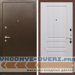 Входная дверь REX (Рекс) 1А Медный антик ФЛ-243 беленый дуб
