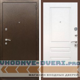 Входная дверь REX (Рекс) 1А Медный антик ФЛ-243 белый ясень