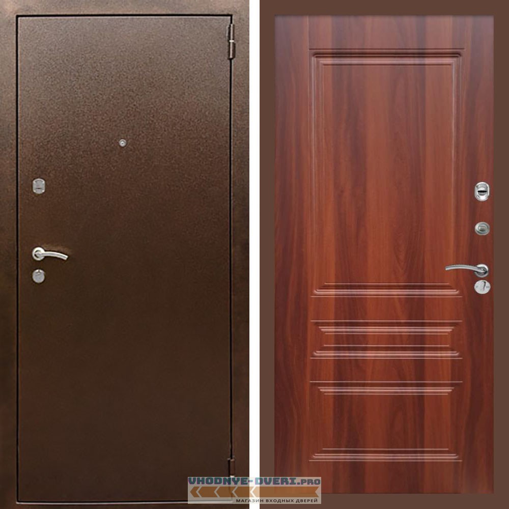 Входная дверь REX (Рекс) 1А Медный антик ФЛ-243 итальянский орех