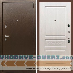 Входная дверь REX (Рекс) 1А Медный антик ФЛ-243 лиственница беж с узором
