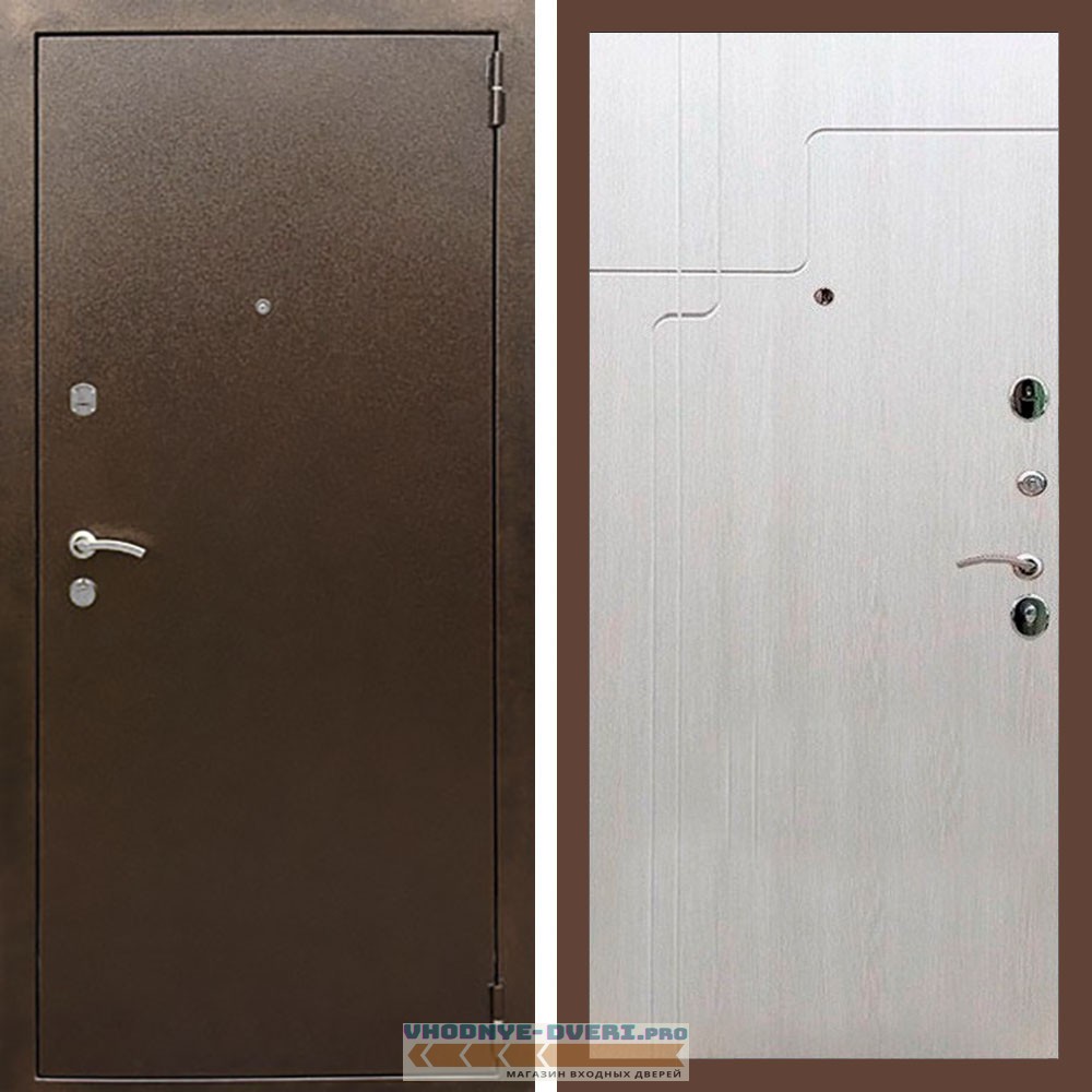 Входная дверь REX (Рекс) 1А Медный антик ФЛ-246 лиственница беж