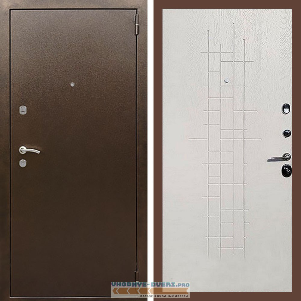 Входная дверь REX (Рекс) 1А Медный антик ФЛ-289 Белый ясень