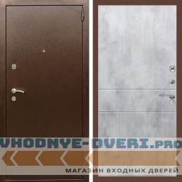 Входная дверь REX (Рекс) 1А Медный антик ФЛ-290 бетон светлый