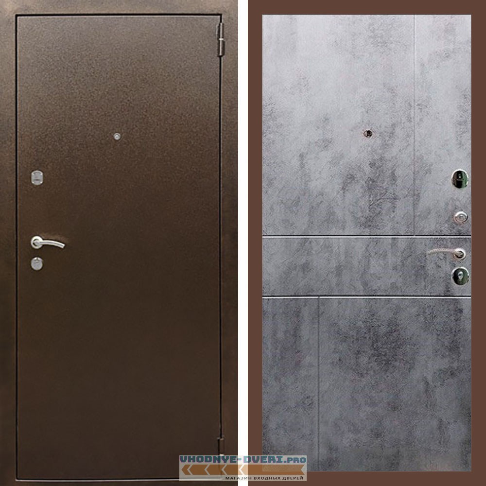 Входная дверь REX (Рекс) 1А Медный антик ФЛ-290 бетон темный