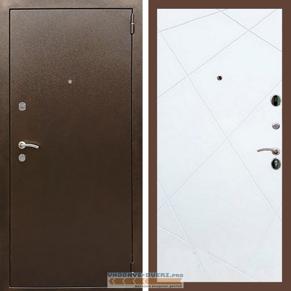 Входная дверь REX (Рекс) 1А Медный антик ФЛ-291 белый матовый