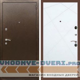 Входная дверь REX (Рекс) 1А Медный антик ФЛ-291 белый матовый