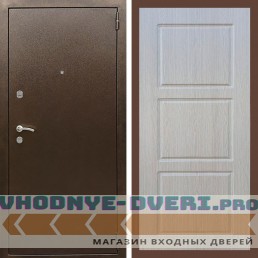 Входная дверь REX (Рекс) 1А Медный антик ФЛ-3 беленый дуб