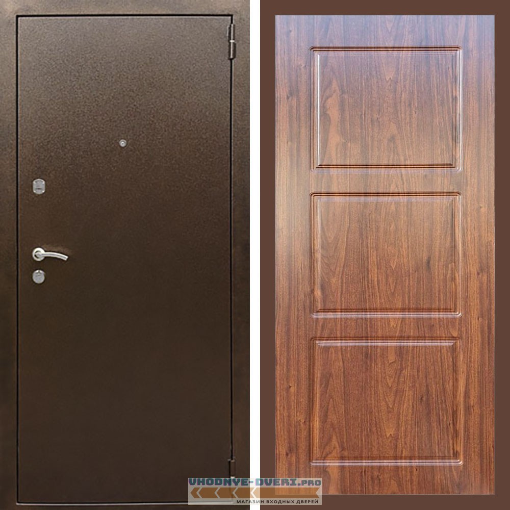 Входная дверь REX (Рекс) 1А Медный антик ФЛ-3 мореная берёза