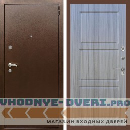 Входная дверь REX (Рекс) 1А Медный антик ФЛ-3 сандал серый