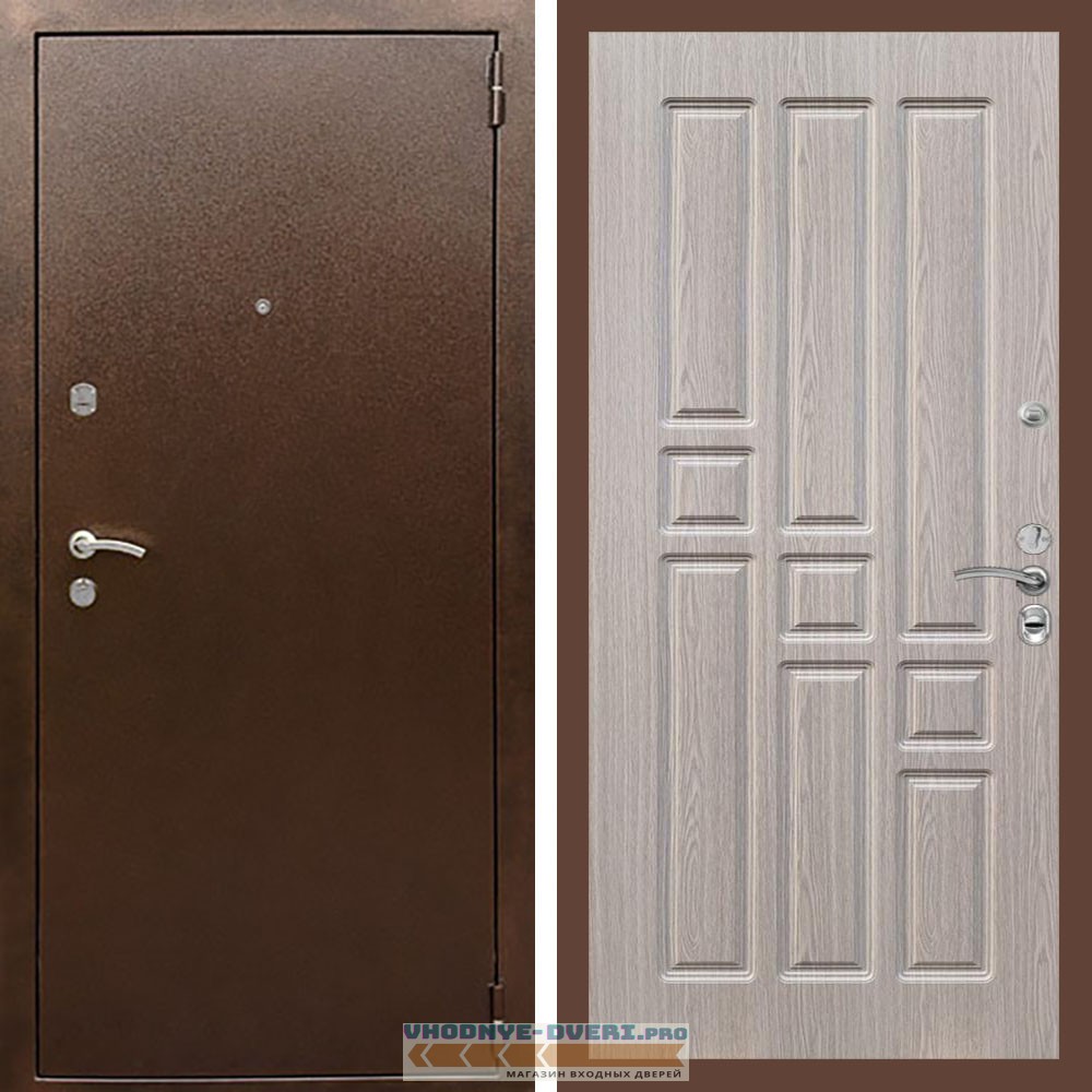 Входная дверь REX (Рекс) 1А Медный антик ФЛ-31 Беленый дуб