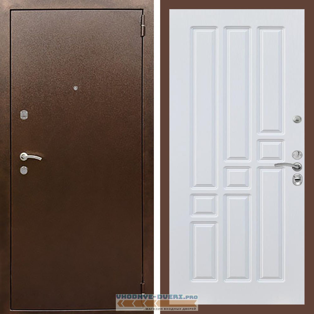 Входная дверь REX (Рекс) 1А Медный антик ФЛ-31 Белый ясень