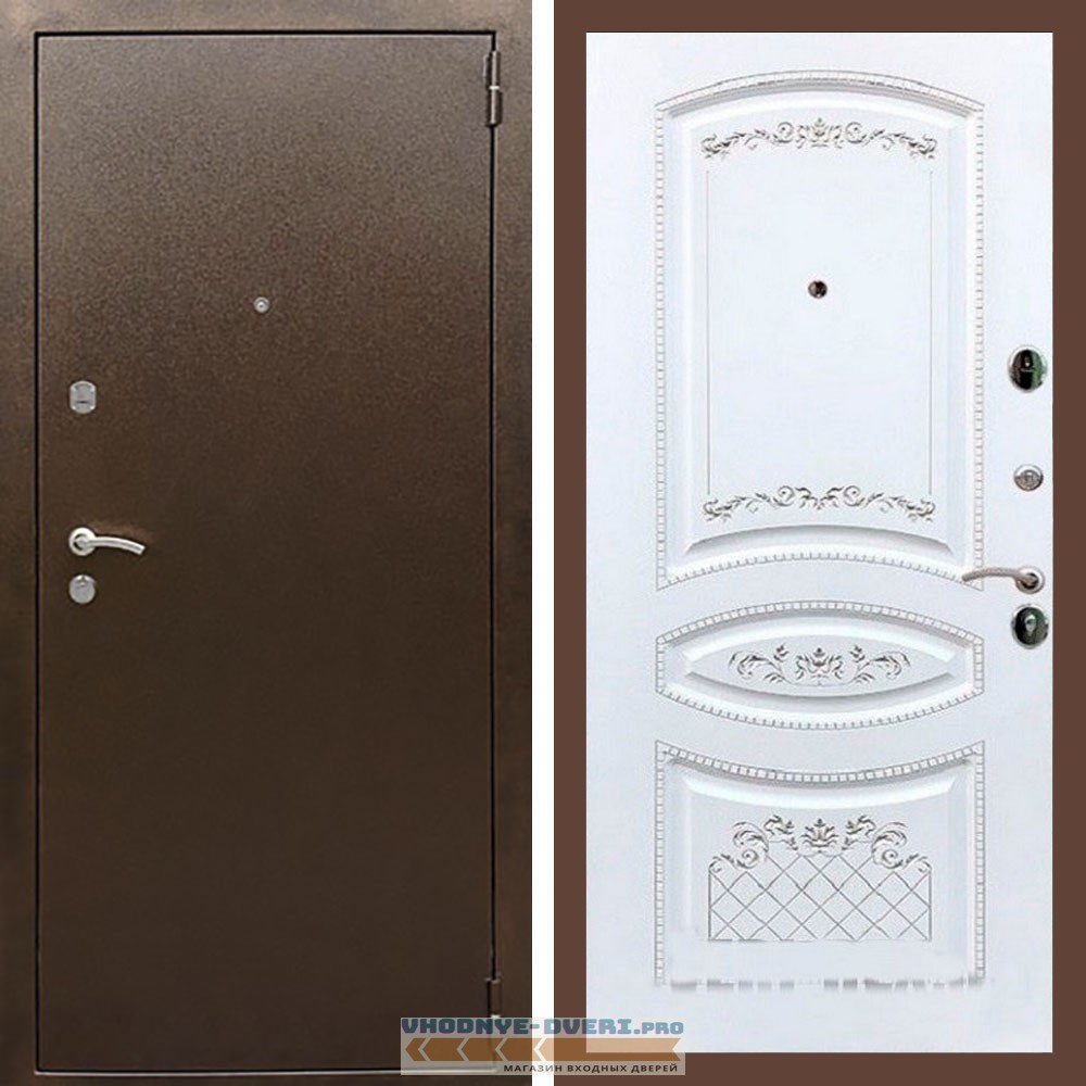 Входная дверь REX (Рекс) 1А Медный антик ФЛ-317 белая патина серебро