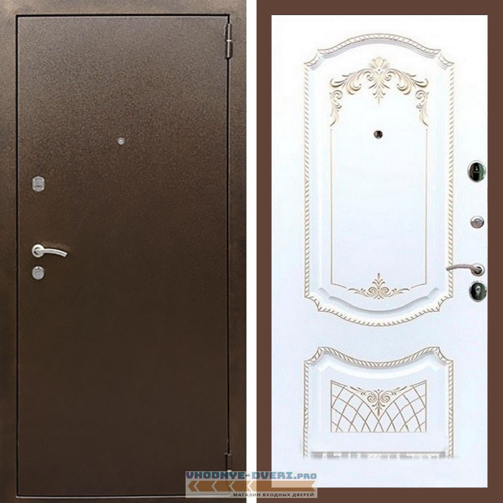 Входная дверь REX (Рекс) 1А Медный антик ФЛ-316 патина золото