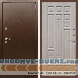 Входная дверь REX (Рекс) 1А Медный антик ФЛ-32 Беленый дуб
