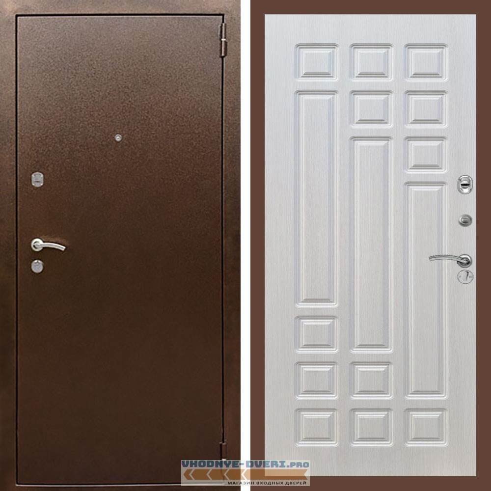 Входная дверь REX (Рекс) 1А Медный антик ФЛ-32 Лиственница бежевая