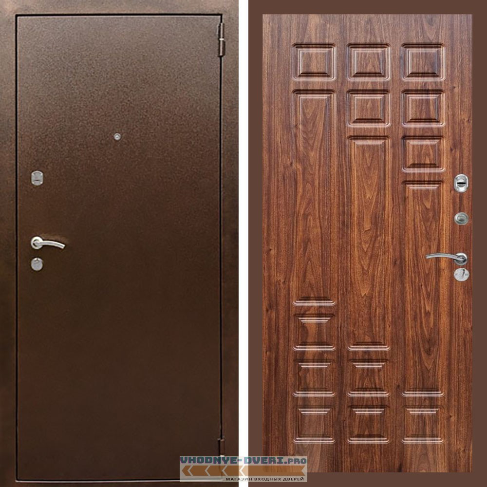 Входная дверь REX (Рекс) 1А Медный антик ФЛ-32 Мореная береза