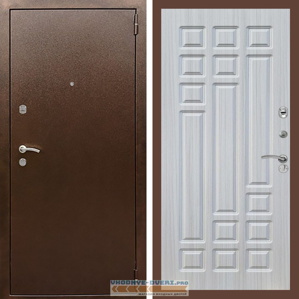 Входная дверь REX (Рекс) 1А Медный антик ФЛ-32 Сандал светлый