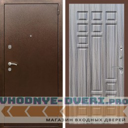 Входная дверь REX (Рекс) 1А Медный антик ФЛ-32 Сандал серый