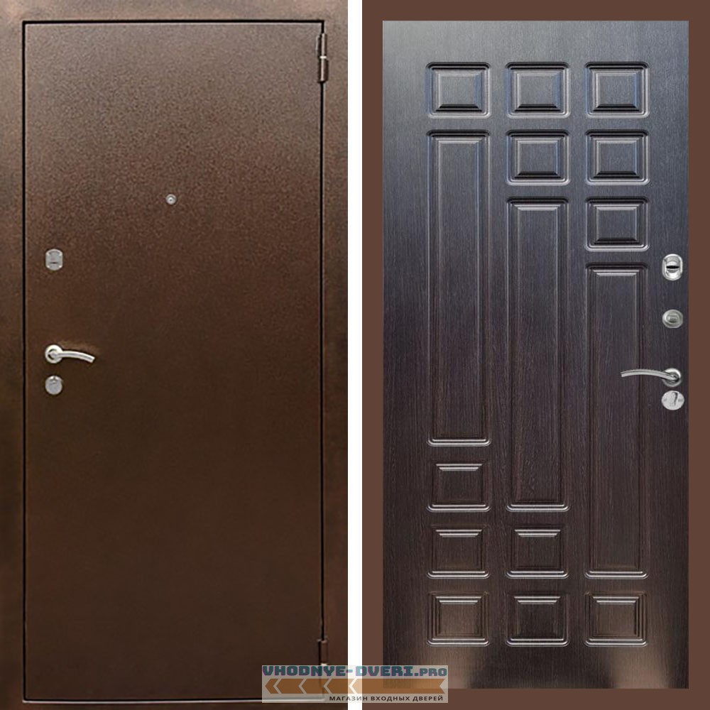 Входная дверь REX (Рекс) 1А Медный антик ФЛ-32 Венге