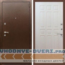 Входная дверь REX (Рекс) 1А Медный антик ФЛ-33 беленый дуб