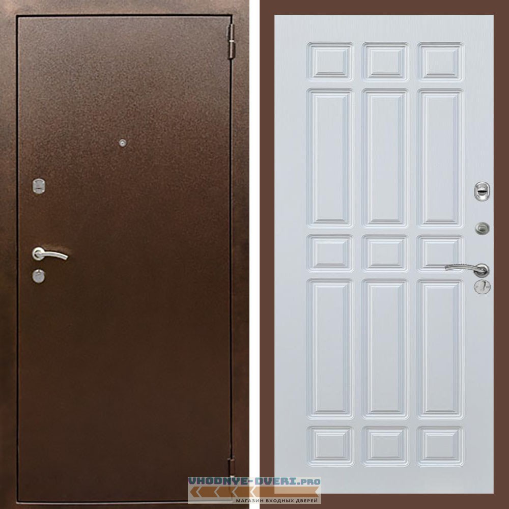 Входная дверь REX (Рекс) 1А Медный антик ФЛ-33 Белый ясень