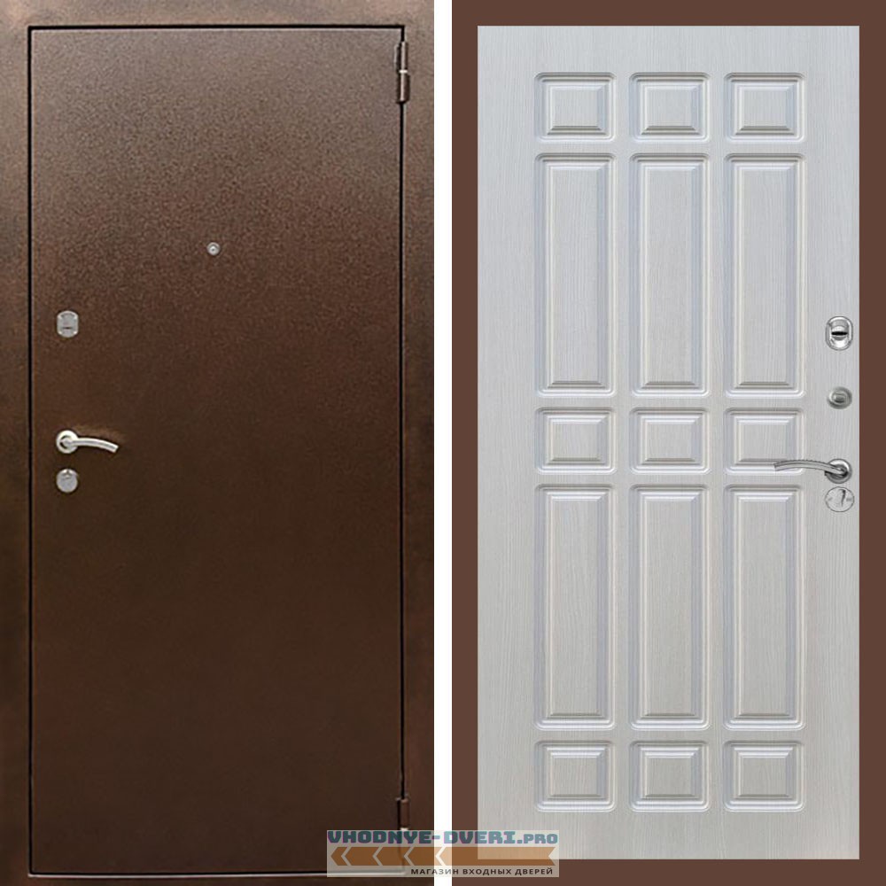 Входная дверь REX (Рекс) 1А Медный антик ФЛ-33 Лиственница бежевая