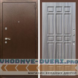 Входная дверь REX (Рекс) 1А Медный антик ФЛ-33 Сандал серый