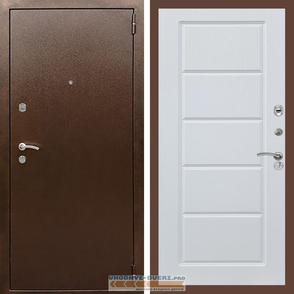 Входная дверь REX (Рекс) 1А Медный антик ФЛ-39 Белый ясень