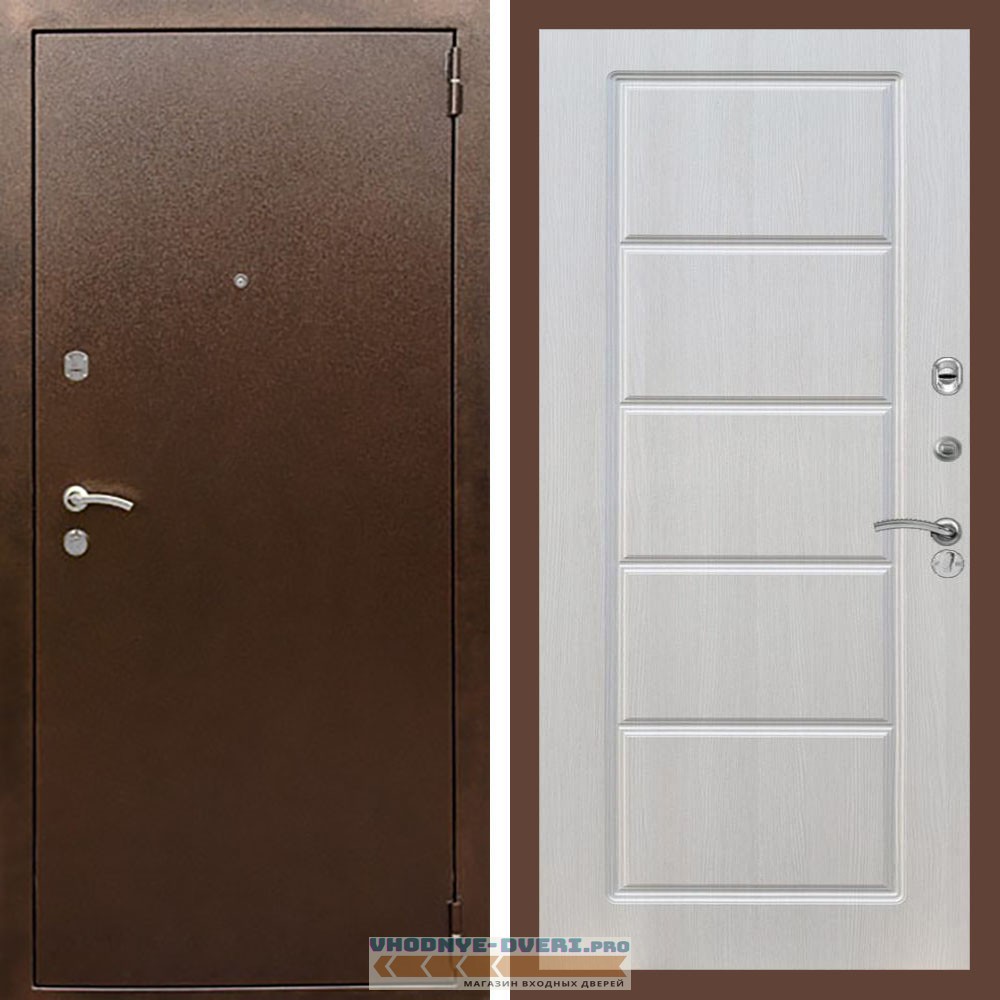 Входная дверь REX (Рекс) 1А Медный антик ФЛ-39 Лиственница бежевая