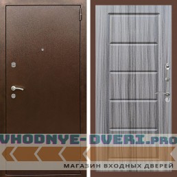 Входная дверь REX (Рекс) 1А Медный антик ФЛ-39 Сандал серый