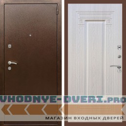 Входная дверь REX (Рекс) 1А Медный антик ФЛ-4 беленый дуб